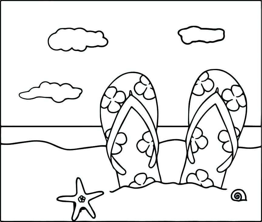 863x731 Summer Slipper Beach Coloring Page Themed Sheets Preschool Pages