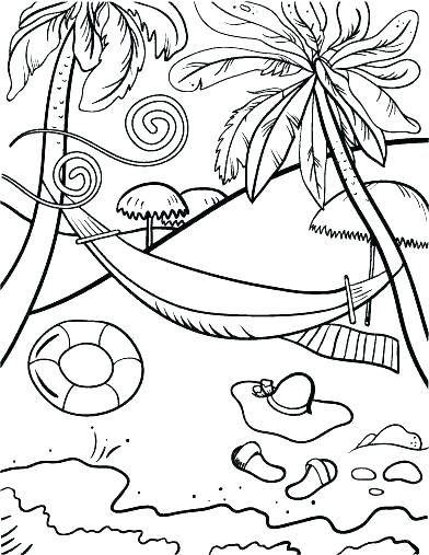 392x507 Beach Scene Coloring Sheets Summer Coloring Pages A Beach Scene