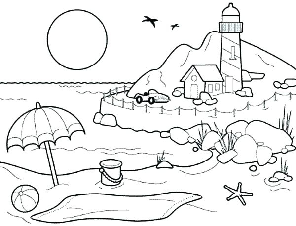 600x459 Free Colouring Pages Beach Scene Beach Scene Coloring Pages Free