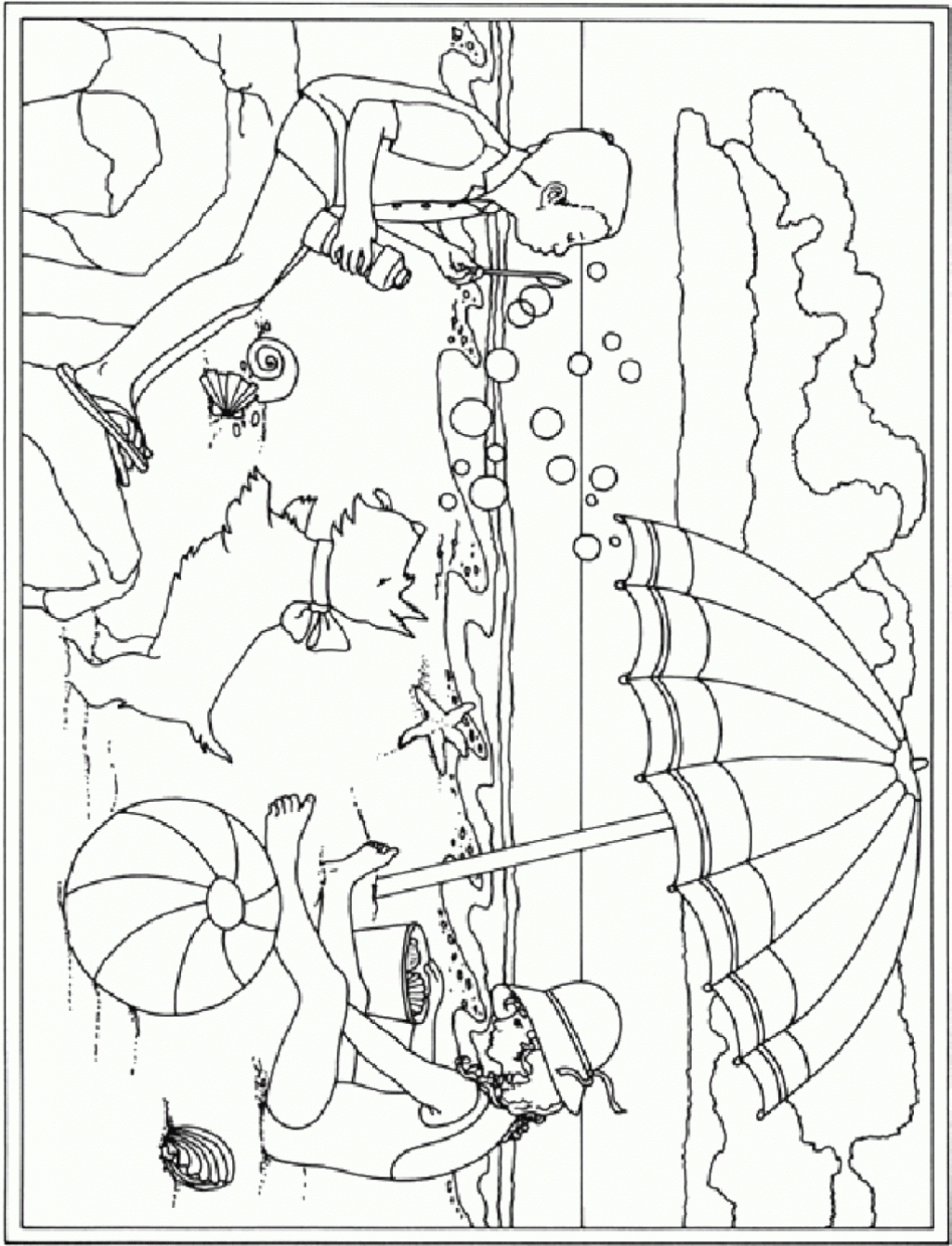 1025x1341 Special Beach Scene Coloring Page Best And Awesome Ideas