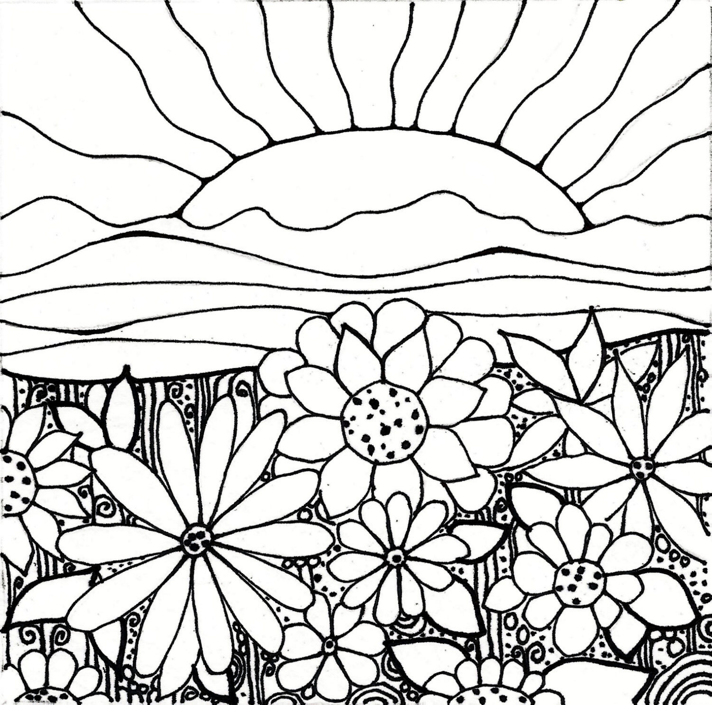 2409x2385 Sunset Coloring Pages Gallery