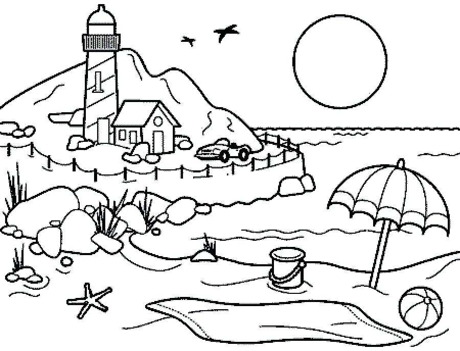 900x688 Beach Nature Printable Coloring Pages Drawing Beach Free Printable