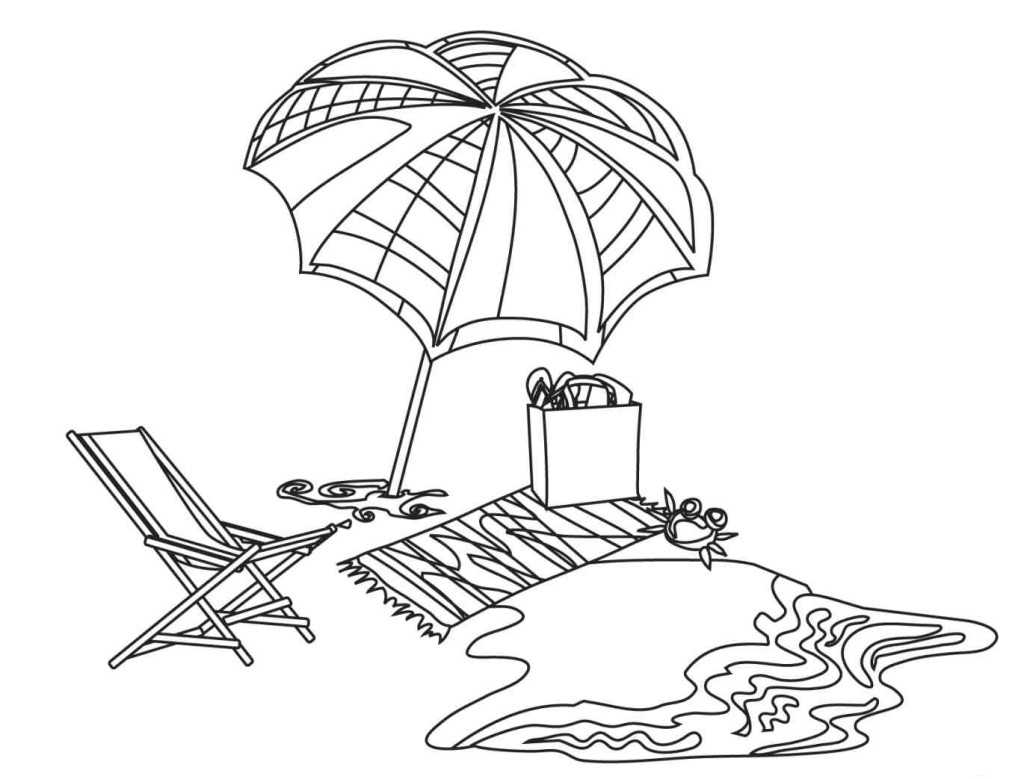 1024x779 Summer Beach Coloring Page