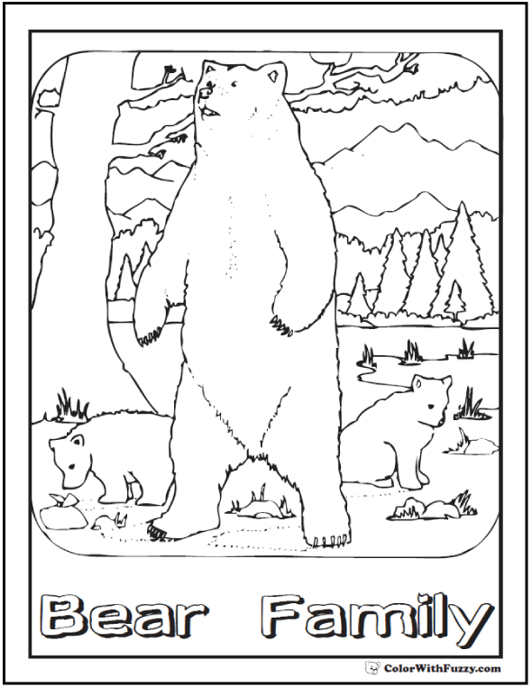 590x762 Bear Family Coloring Page