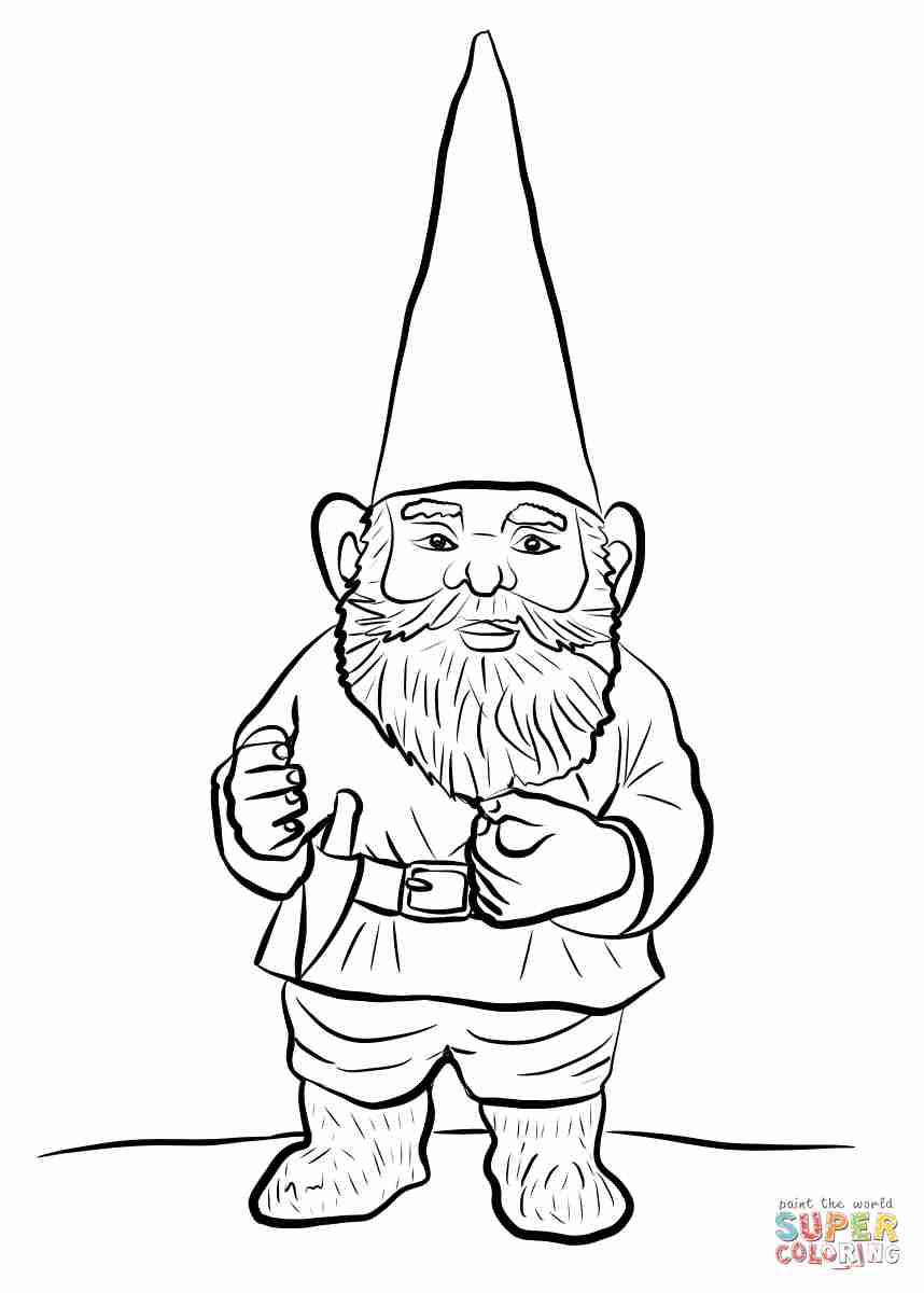 858x1200 Garden Gnome With Fluffy Beard Coloring Page Free Gnomeo Within
