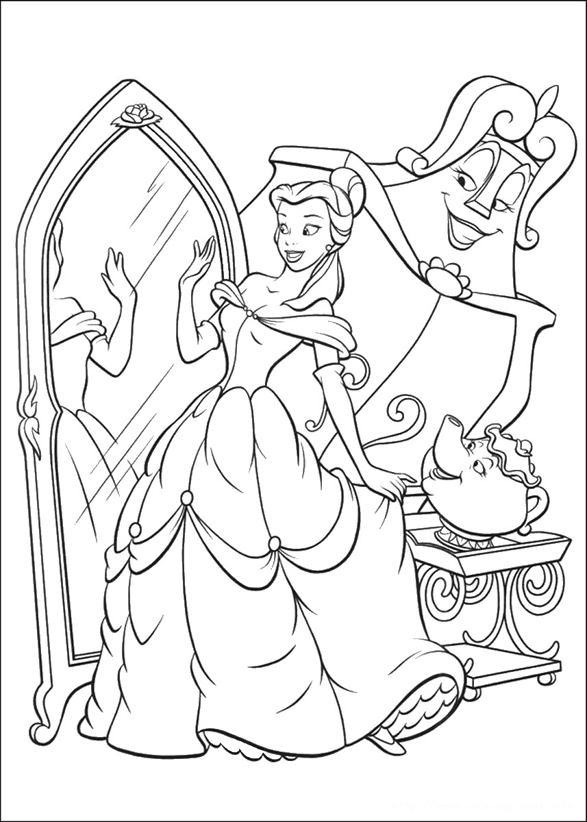 857x1200 Beauty And The Beast Coloring Pages