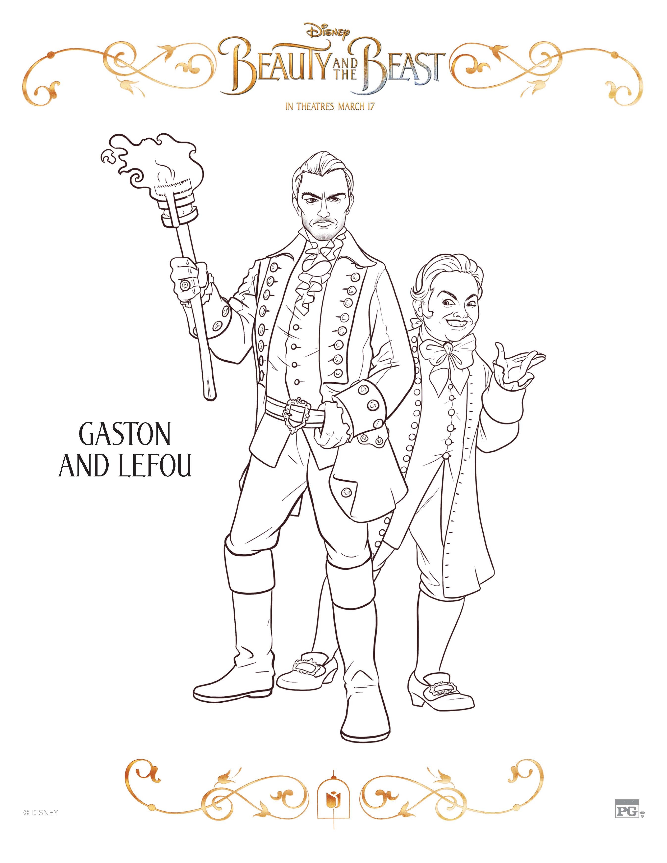 2695x3487 Printable Disney Beauty And The Beast Gaston And Lefou Coloring