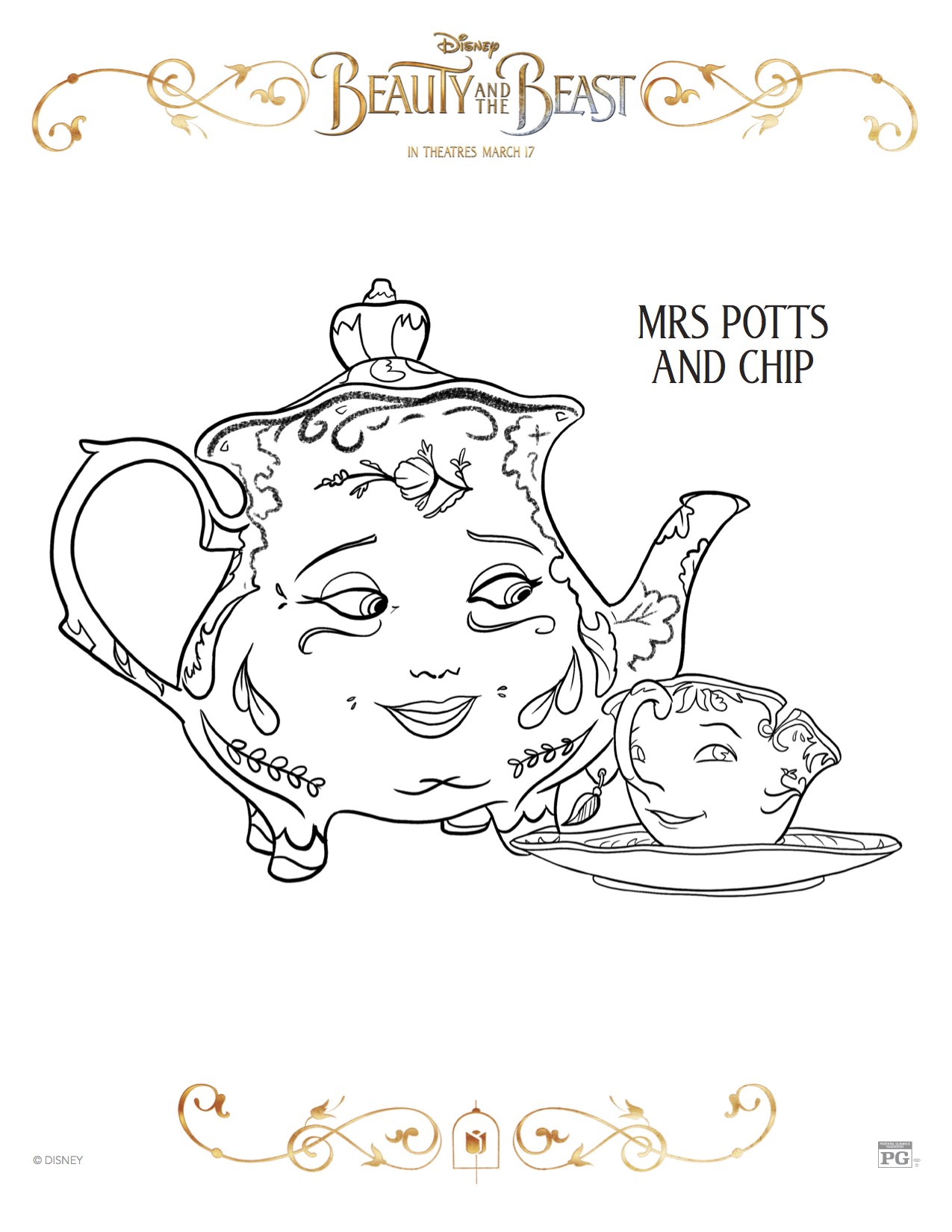 Beauty And The Beast Printable Coloring Pages