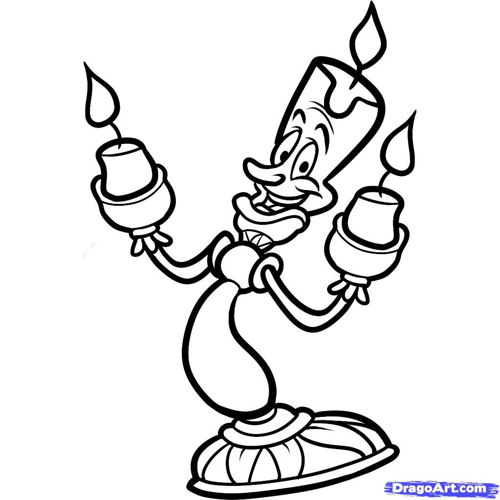1023x1023 How To Draw Lumiere, Beauty And The Beast, Lumiere Step 7 Art