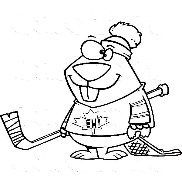 600x612 Hockey Player Beaver Coloring Page Coloring Sun