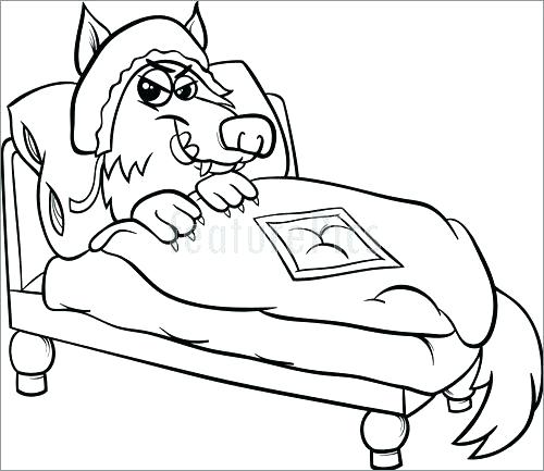 500x433 Bed Coloring Page Red Riding Hood Coloring Pages Bad Wolf In Bed