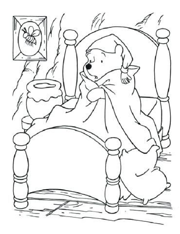 370x480 Bed Coloring Page Sick The Pooh In Bed Coloring Page Hospital Bed