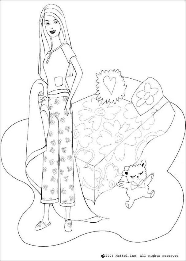 607x850 Barbie's Bed Coloring Pages