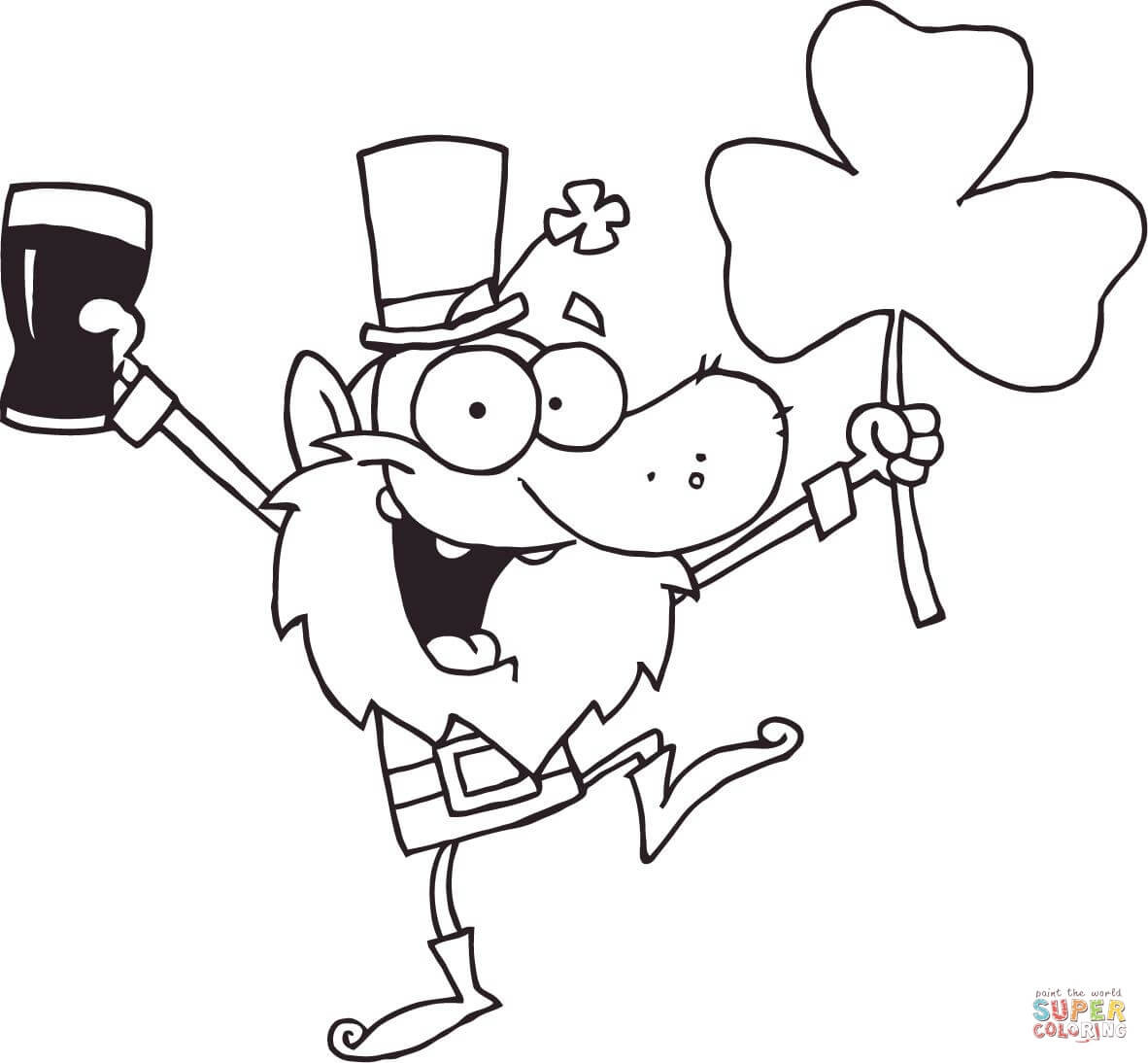 1182x1094 Merry Leprechaun Woman With Two Pints Of Beer Coloring Page Free