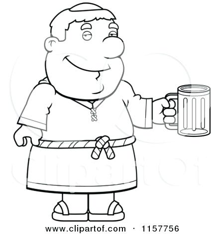450x470 Beer Coloring Pages Cartoon Of A Black And White Friar Man Holding