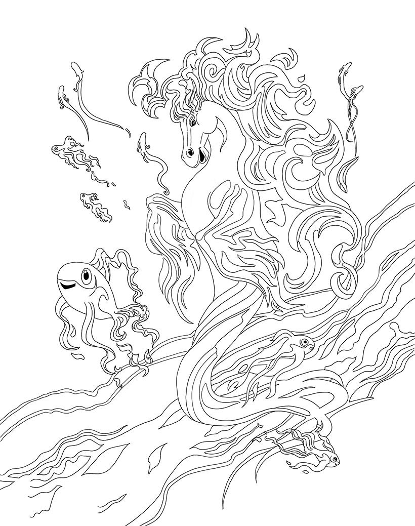 820x1039 Coloriage Tumash, Le Cheval Aquatique De Bella Sara Coloring