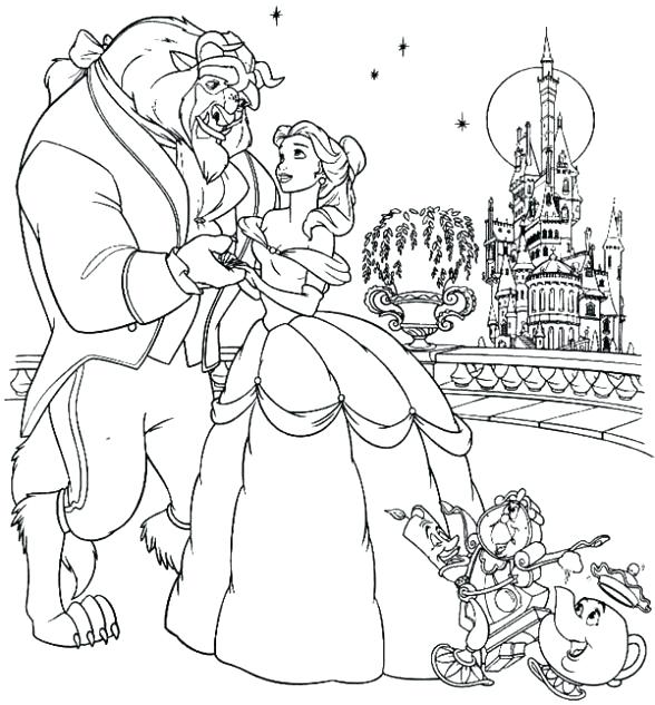 588x633 Beauty And The Beast Coloring Pages Also Beauty And The Beast