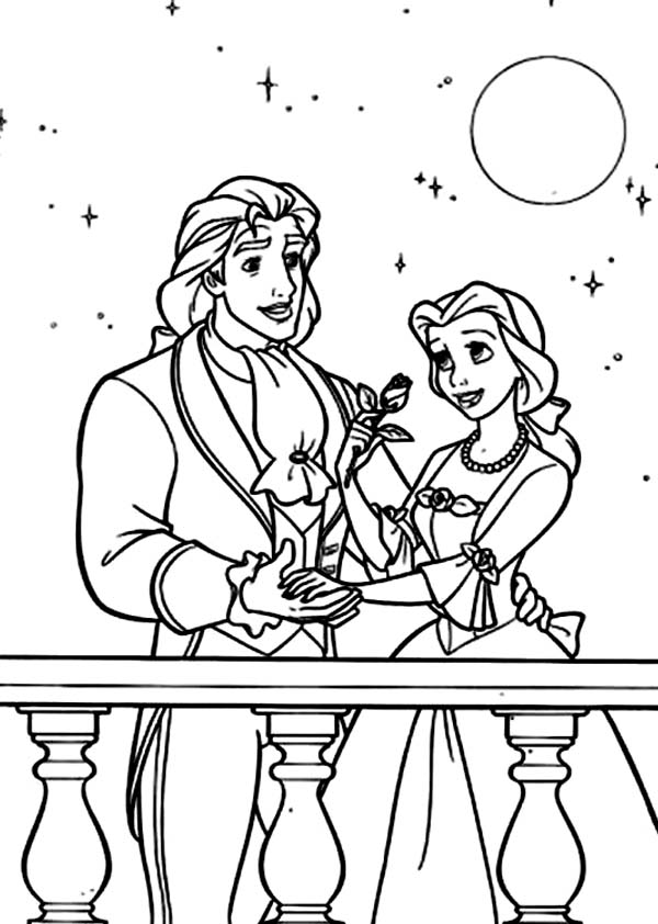 600x842 The Prince Amp Princess Belle Coloring Pages Coloring Sun