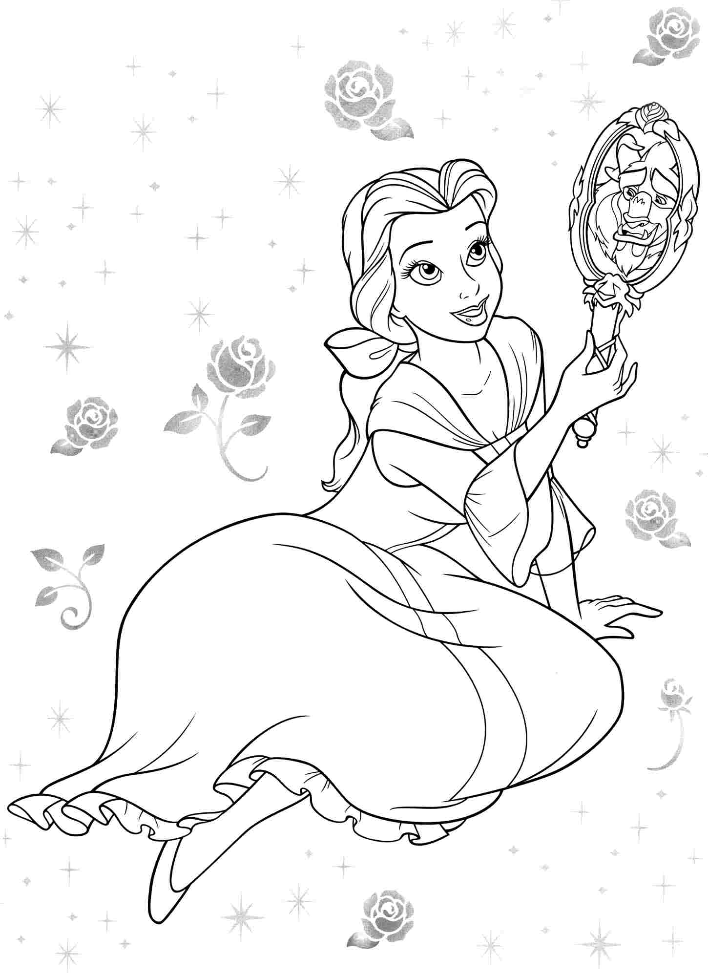 1450x2000 Beauty Disney Princess Belle Coloring Pages For Preschool