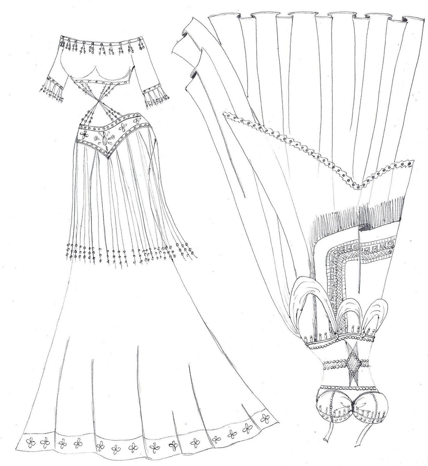1471x1600 Paper Doll Eve~ Belly Dancer Costumes Coloring Page. Trajes De