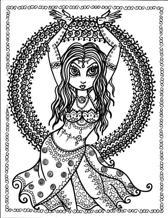 570x737 5 Pages Instant Download Belly Dancer Coloring Pages Digital