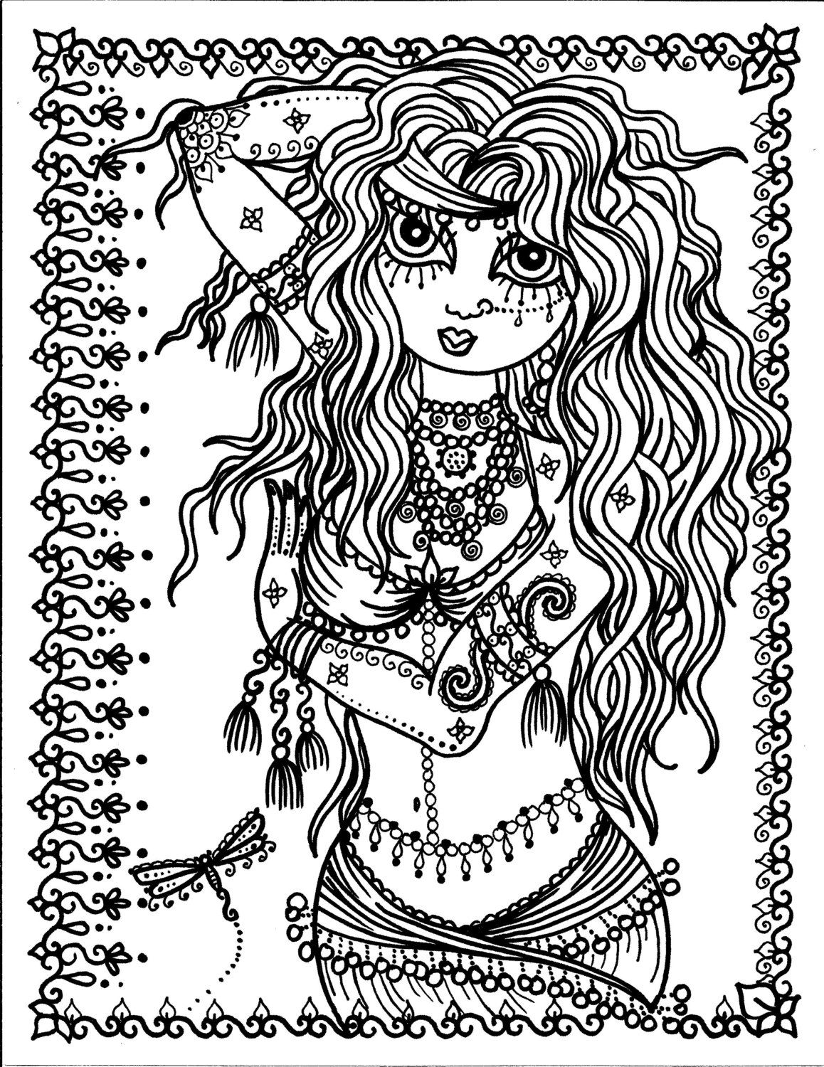 1158x1500 5 Pages Belly Dancer Coloring Pages Digital Files Instant Download
