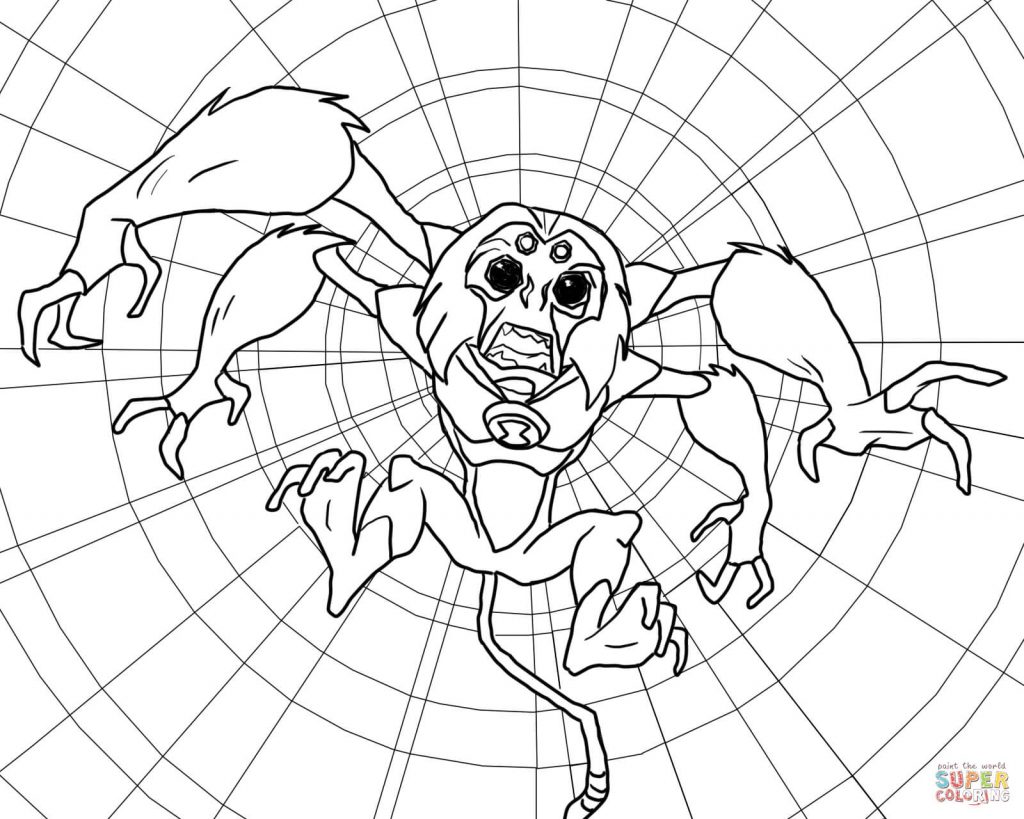 1024x819 Ben 10 Alien Force Spider Monkey Coloring Page Download