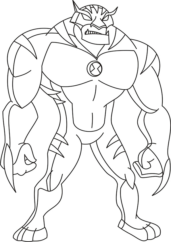 595x842 Ben 10 Staring And Ready To Attack Ben 10 Coloring Pages