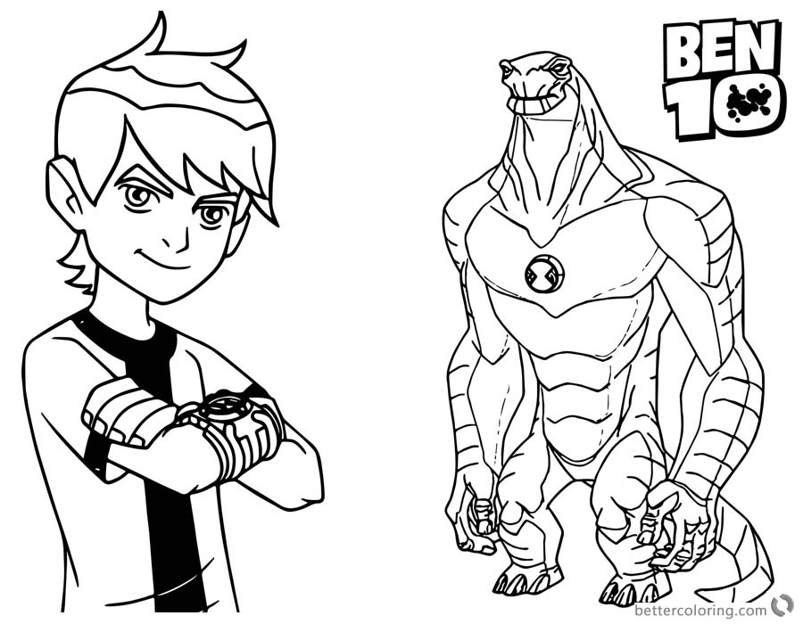 900x700 Ben 10 Coloring Pages Ben And Alien Force