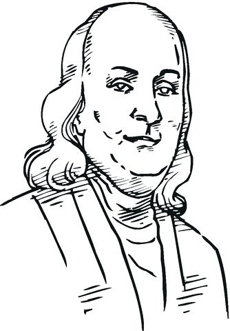 334x480 Benjamin Franklin Coloring Page