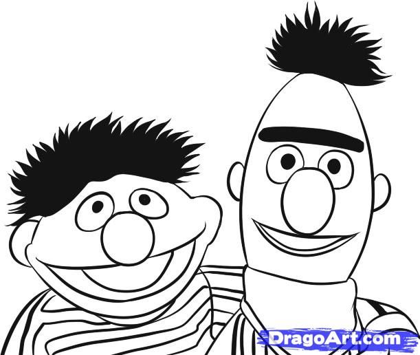 611x516 How To Draw Bert And Ernie, Step By Step, Pbs Characters, Cartoons