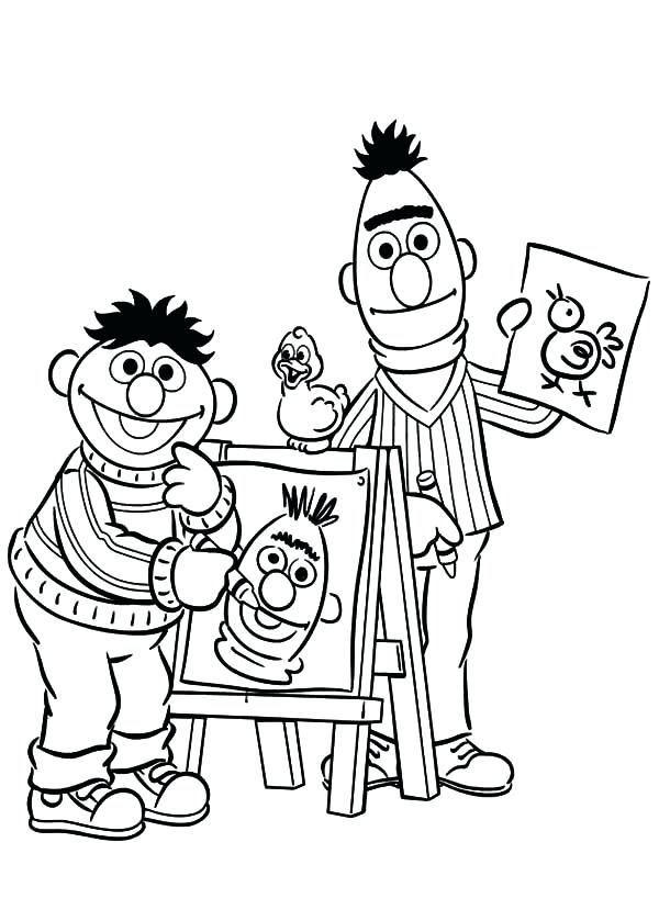 600x839 Bert And Ernie Coloring Pages And Portrait Bert And Ernie Coloring