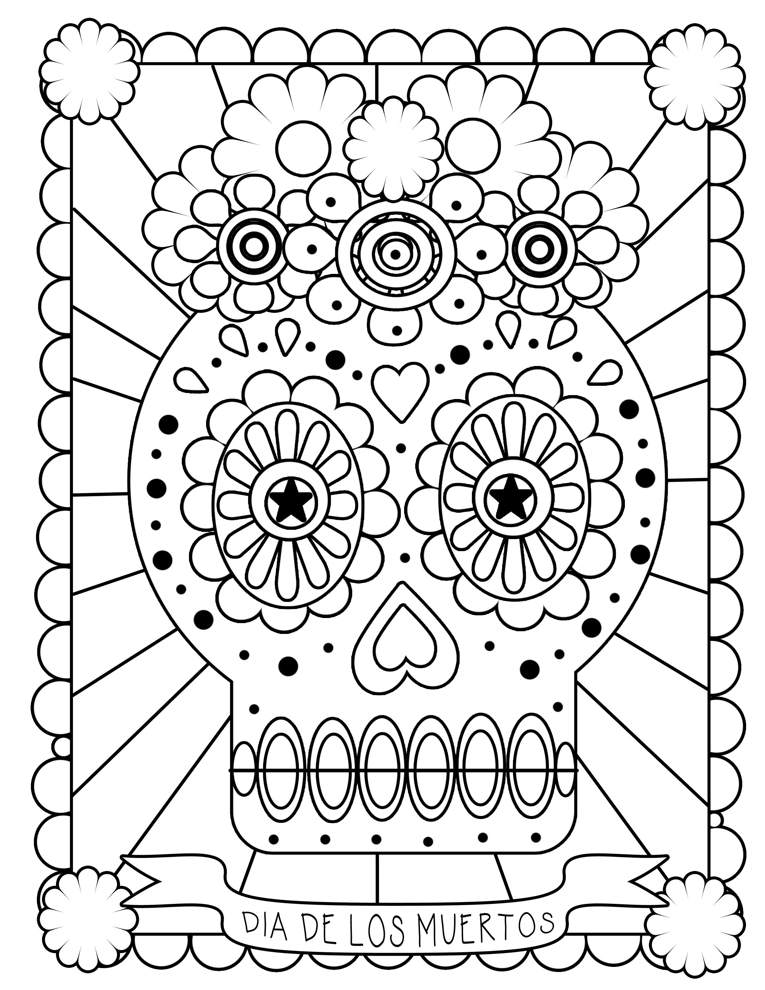 2550x3300 Free Printable Day Of The Dead Coloring Pages