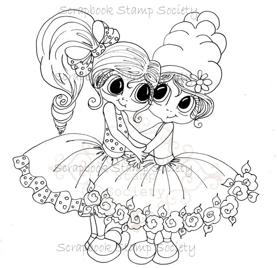570x550 Instant Download Digital Digi Stamp Besties Big Head Dolls Best