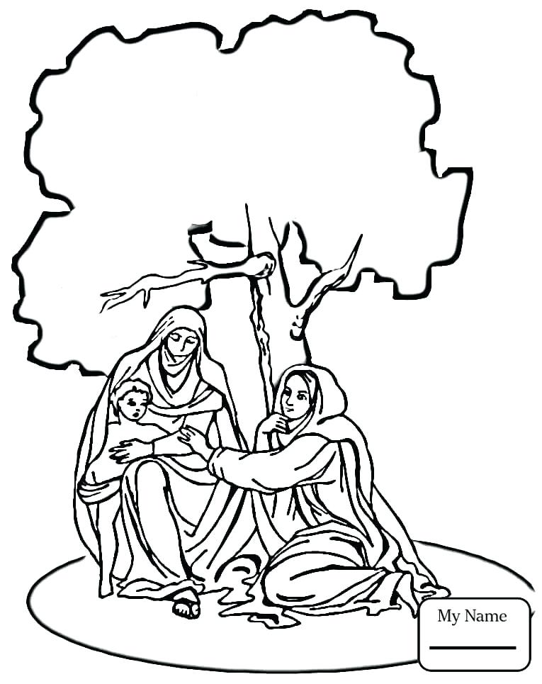 765x965 Mary And Joseph Coloring Pages Nativity Bible Lamb Near Baby