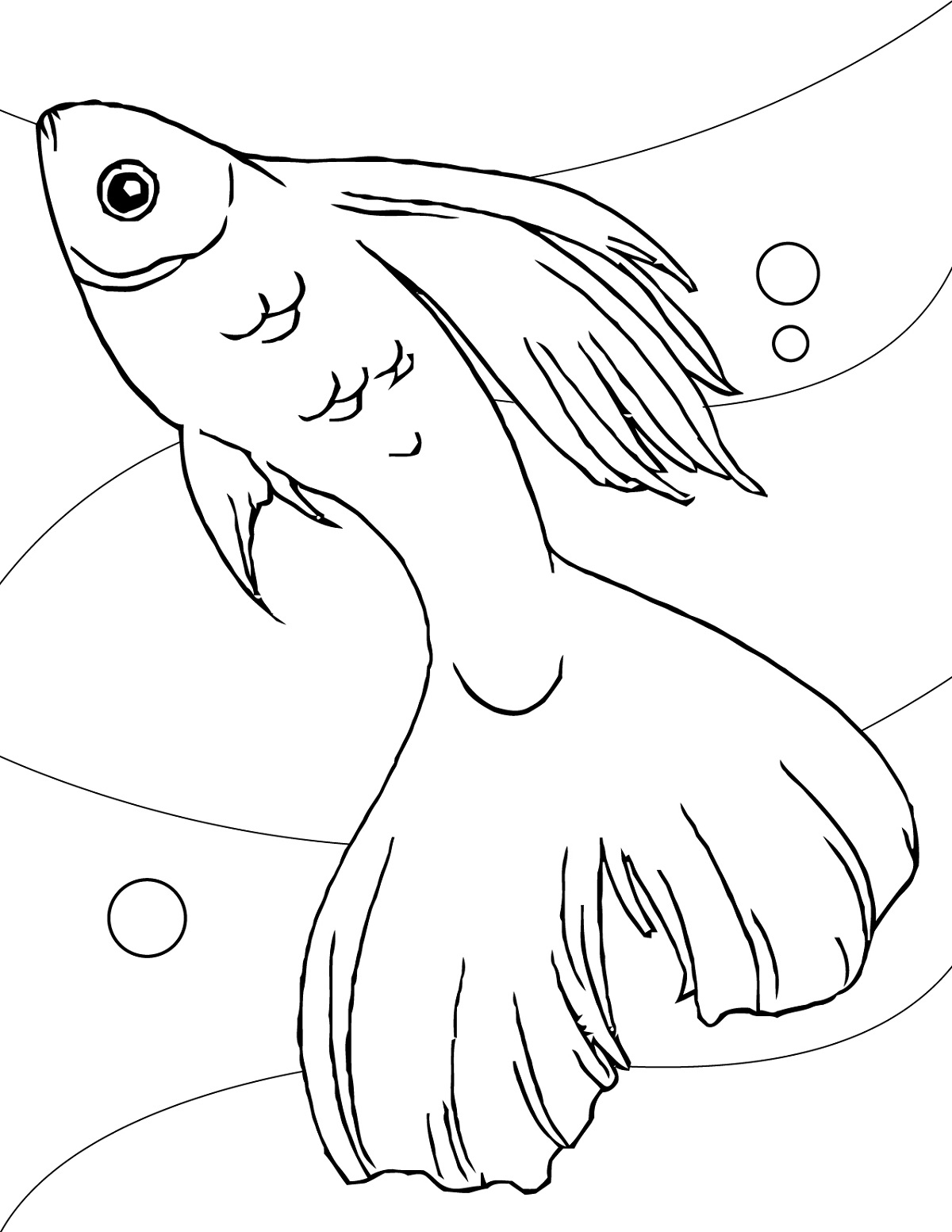 1200x1552 Simplistic Betta Fish Coloring Page Pages Printable Loving