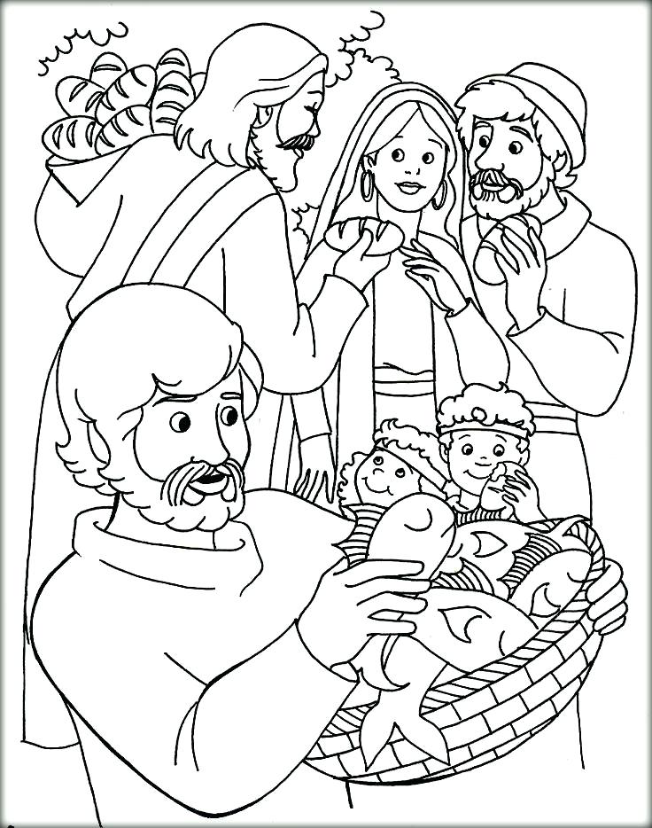 736x934 Bible Story Coloring Pages Jesus Feeds 5000 Design Memory Cross