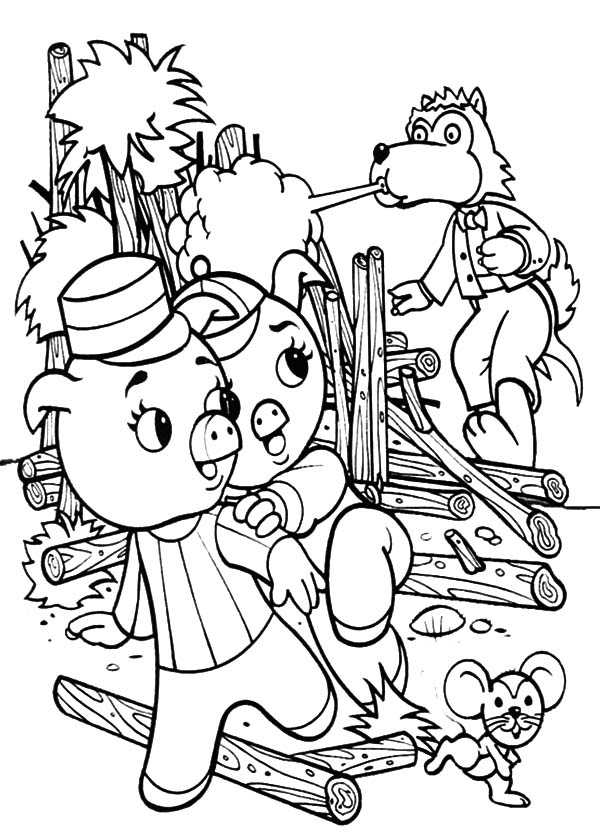600x834 Three Little Pigs Runaway From Big Bad Wolf Coloring Pages Batch