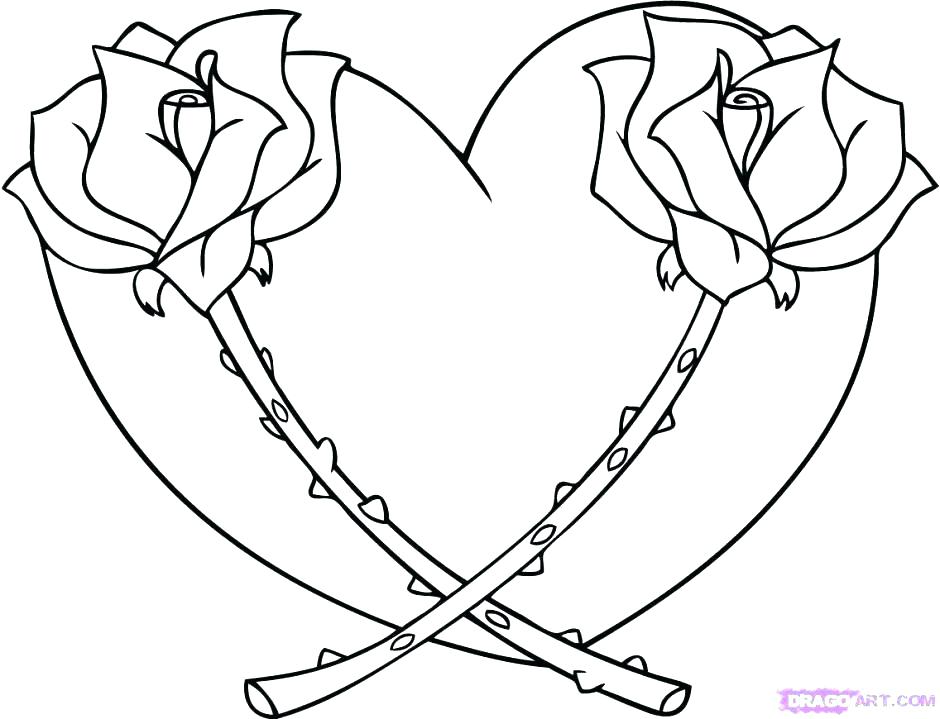 940x719 Coloring Pages Roses Hearts Coloring Pages Of Roses