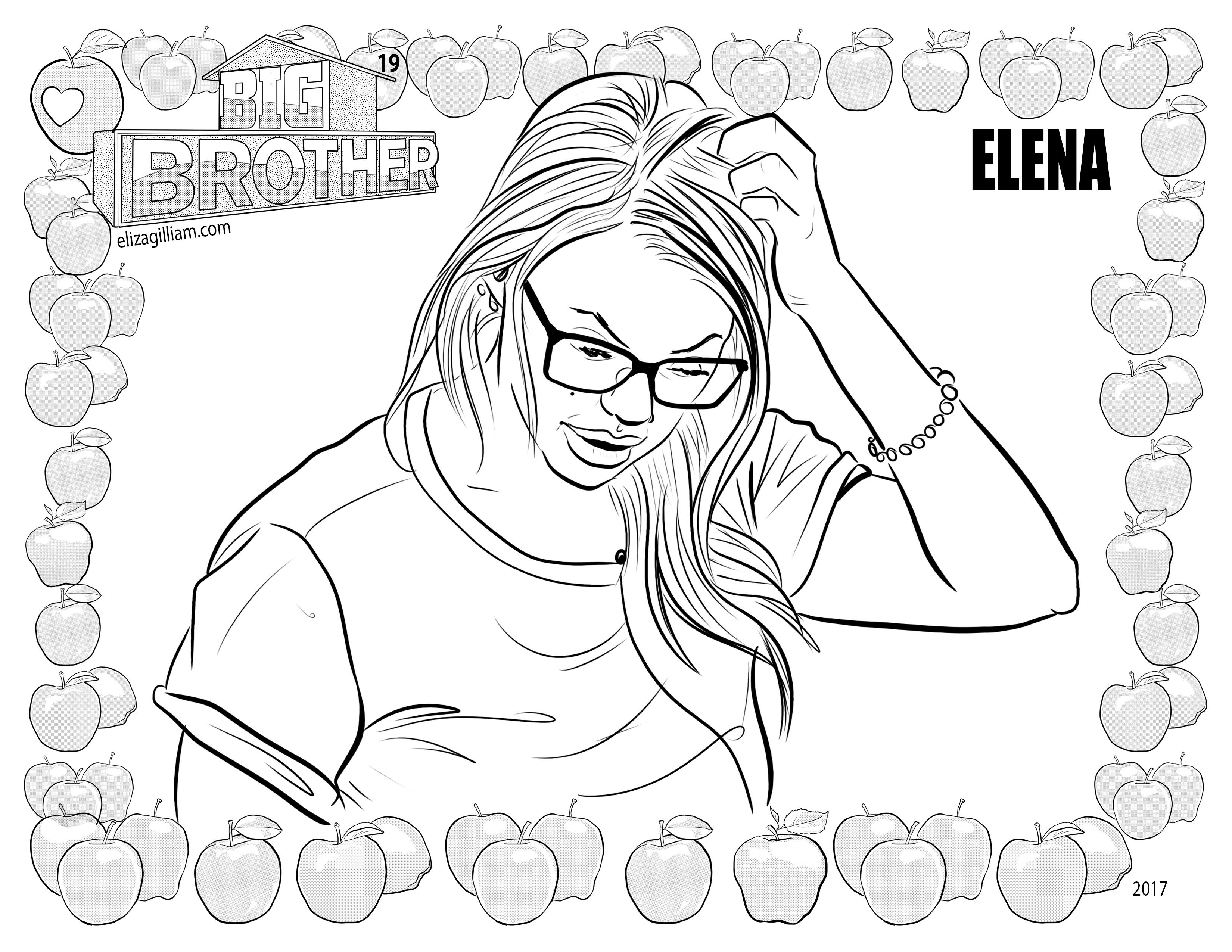 3300x2550 Cbs Big Brother 19 House Guest Elena Davies Coloring Page For Fans