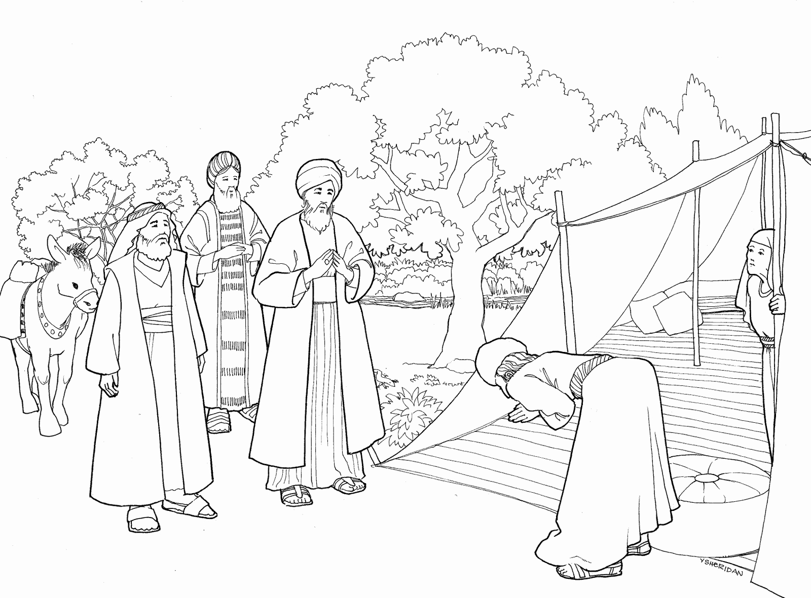 1600x1181 Abraham And Three Visitors Coloring Page Coloring Page Big House