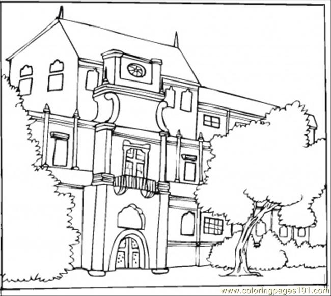650x581 Beautiful Bungalow Coloring Page
