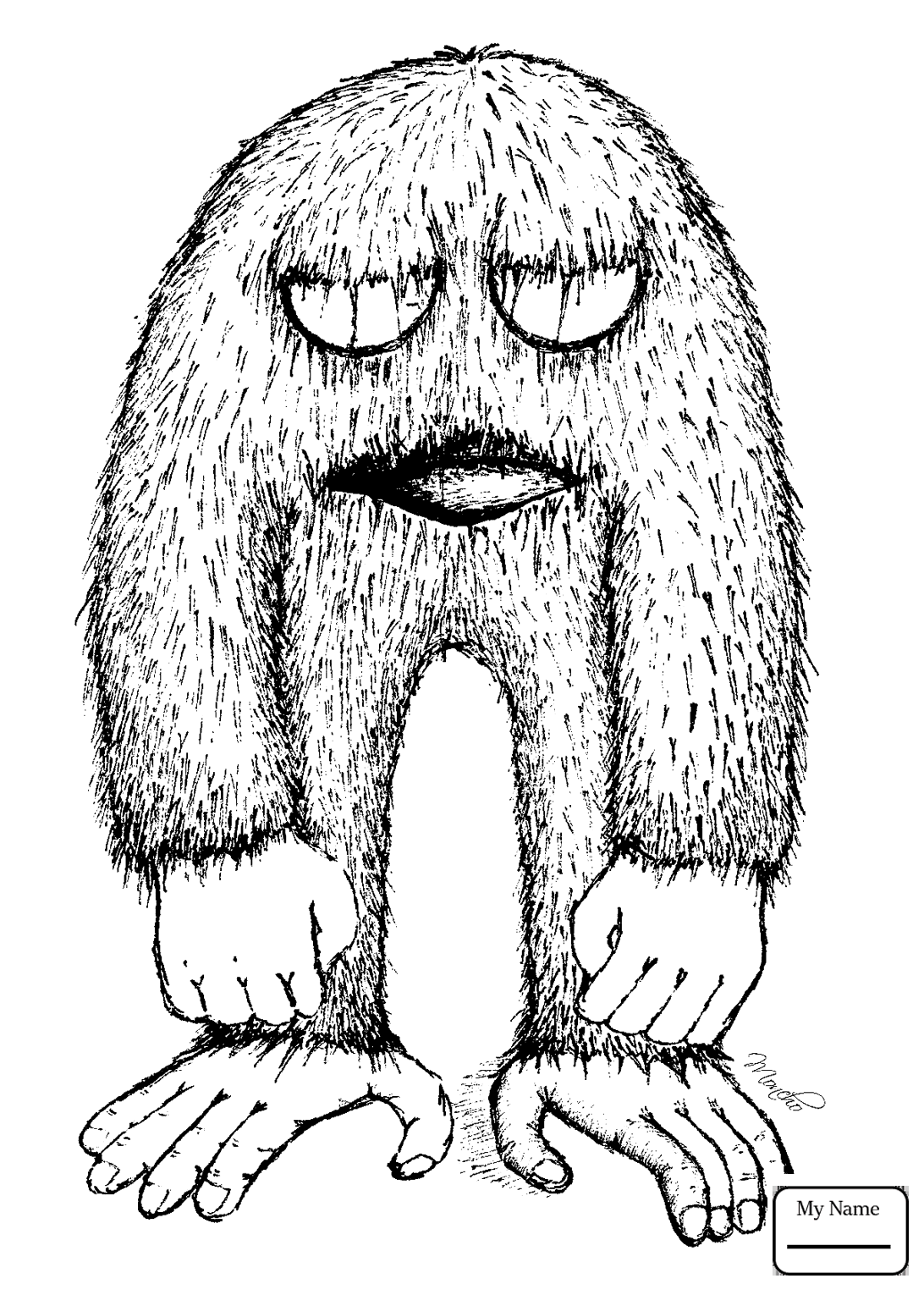 1092x1530 Bigfoot Coloring Page