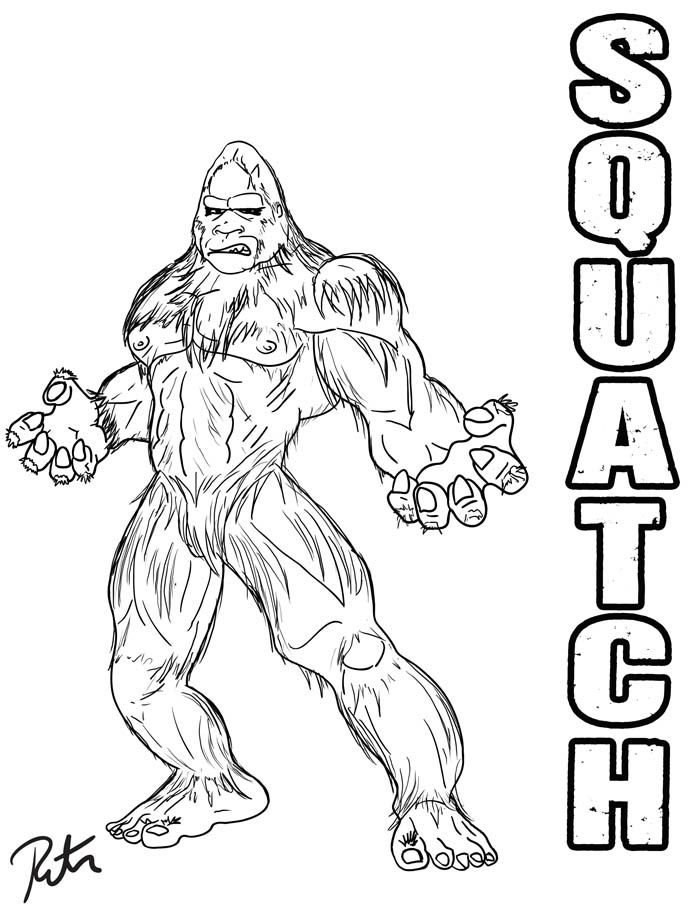 700x906 Printable Bigfoot Coloring Pages Finding Bigfoot Squatch Lineart
