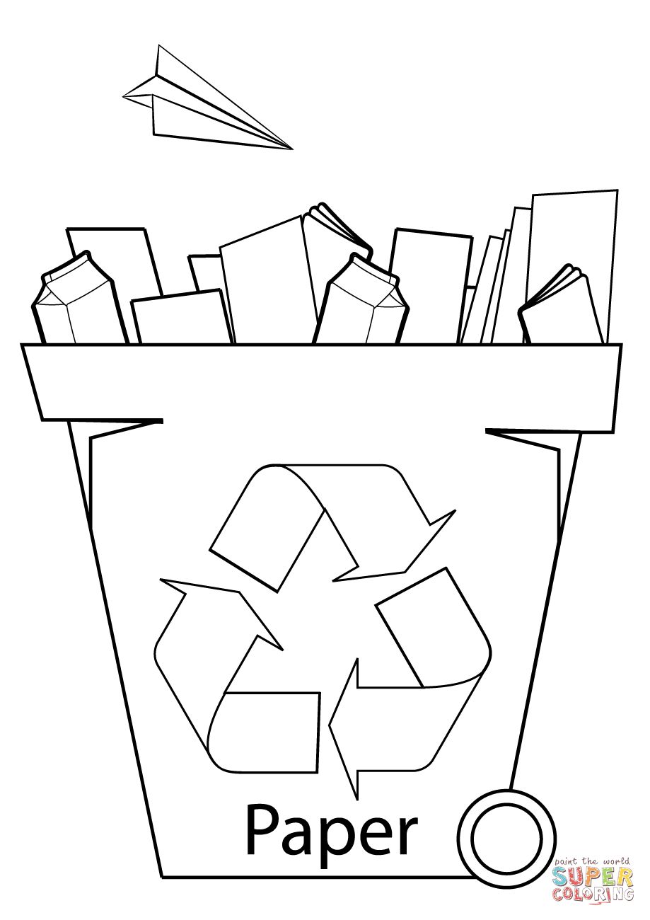 919x1300 Paper Recycling Bin Coloring Page For Recycle Coloring Pages