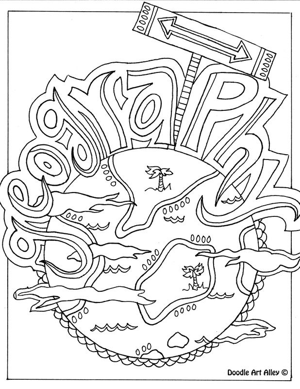 618x800 Geography Themed Coloring Page, Could Be Used As A Binder Cover
