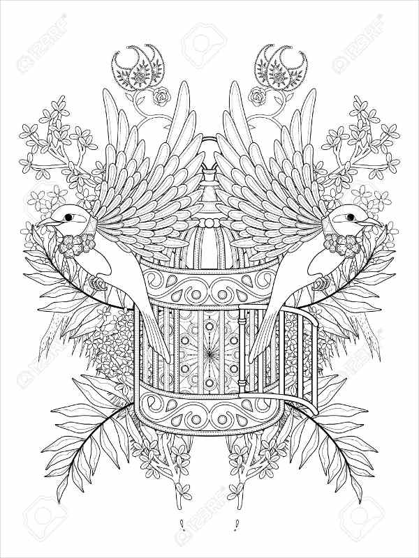 Bird Cage Coloring Page