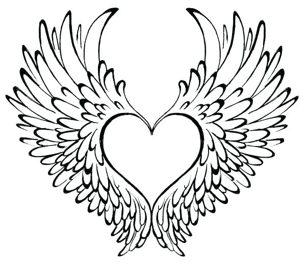 600x519 Heart With Wings Coloring Pages Or Coloring Pages For Hearts Heart