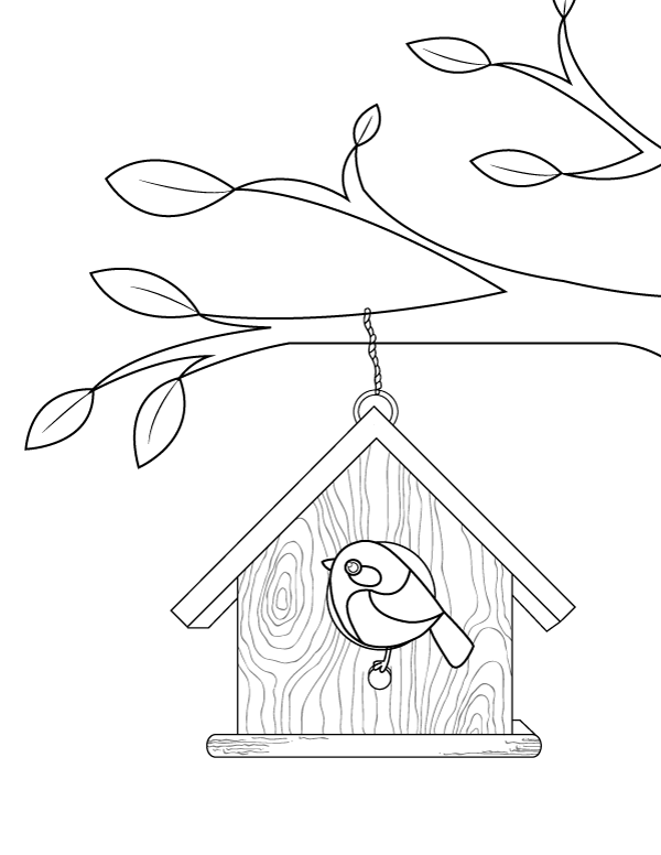 600x776 Printable Birdhouse Coloring Page
