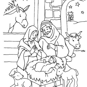 300x300 Born Of Jesus Of Nazareth In Nativity Coloring Page Color Luna
